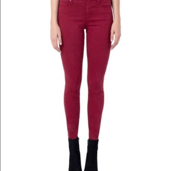 Liverpool Burgundy hugger colored denim skinny stretch comfy jeans biking red 6 - Picture 1 of 9